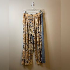 Free People x We The Free Coming and Going Wide Leg Paisley Mixed Media Jeans